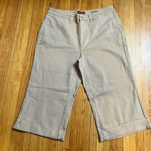 Judy Blue Pants Womens 20W Wide Leg Crop Jeans Beige Hemmed Garment Dyed